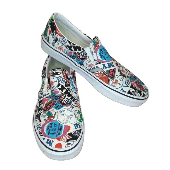 Vans Other - Vans Off The Wall Slip-On Shoes Multicolor Men Size 8.5 Stickers Skateboard